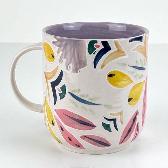Anthropologie Home Mathilde Mug Vibrant Floral Handpainted Stoneware Coffee Tea - Picture 3 of 8